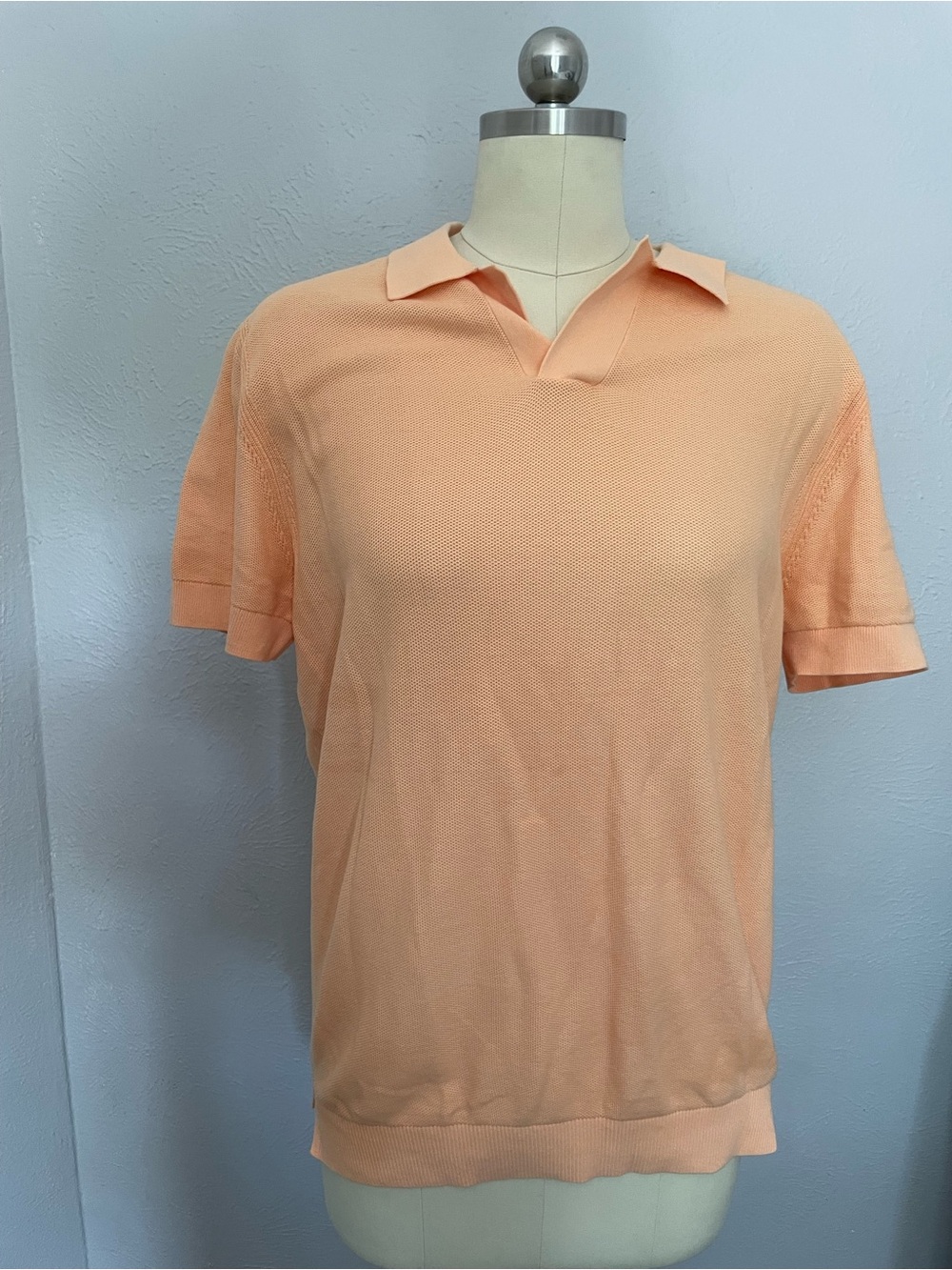 Massimo Dutti Peach Short-Sleeve Knit Polo